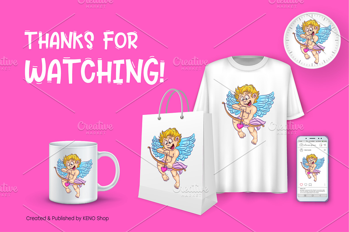 Cute cartoon cupid., an Animal Illustration by KENO Mascots (Photo 9 of 9)