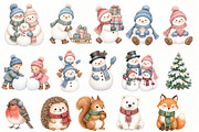 Cozy Snowman Clipart Bundle, a Seasonal Illustration by Villa 11 Estudio (Thumbnail 3 of 8)