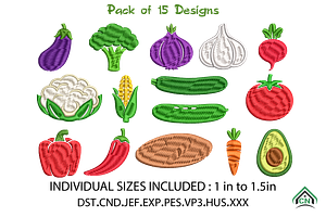 Mini Vegetable Embroidery Designs, an Illustration by Craft Nest