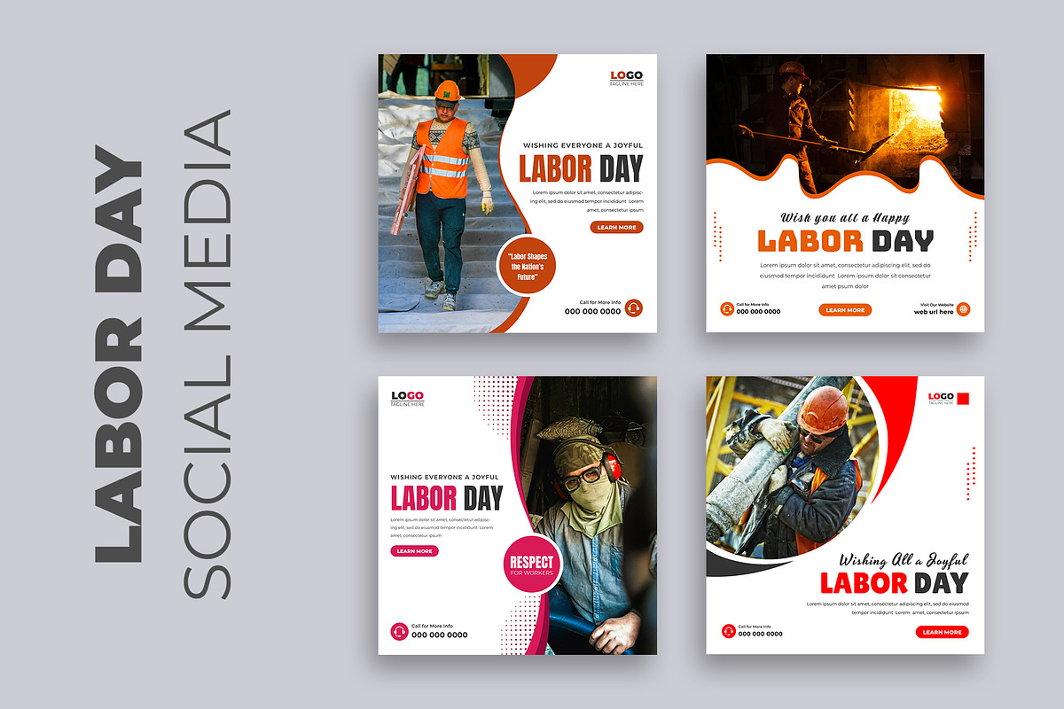 Labor Day Social Media Post Design, a Social Media Template by nandinigraphics