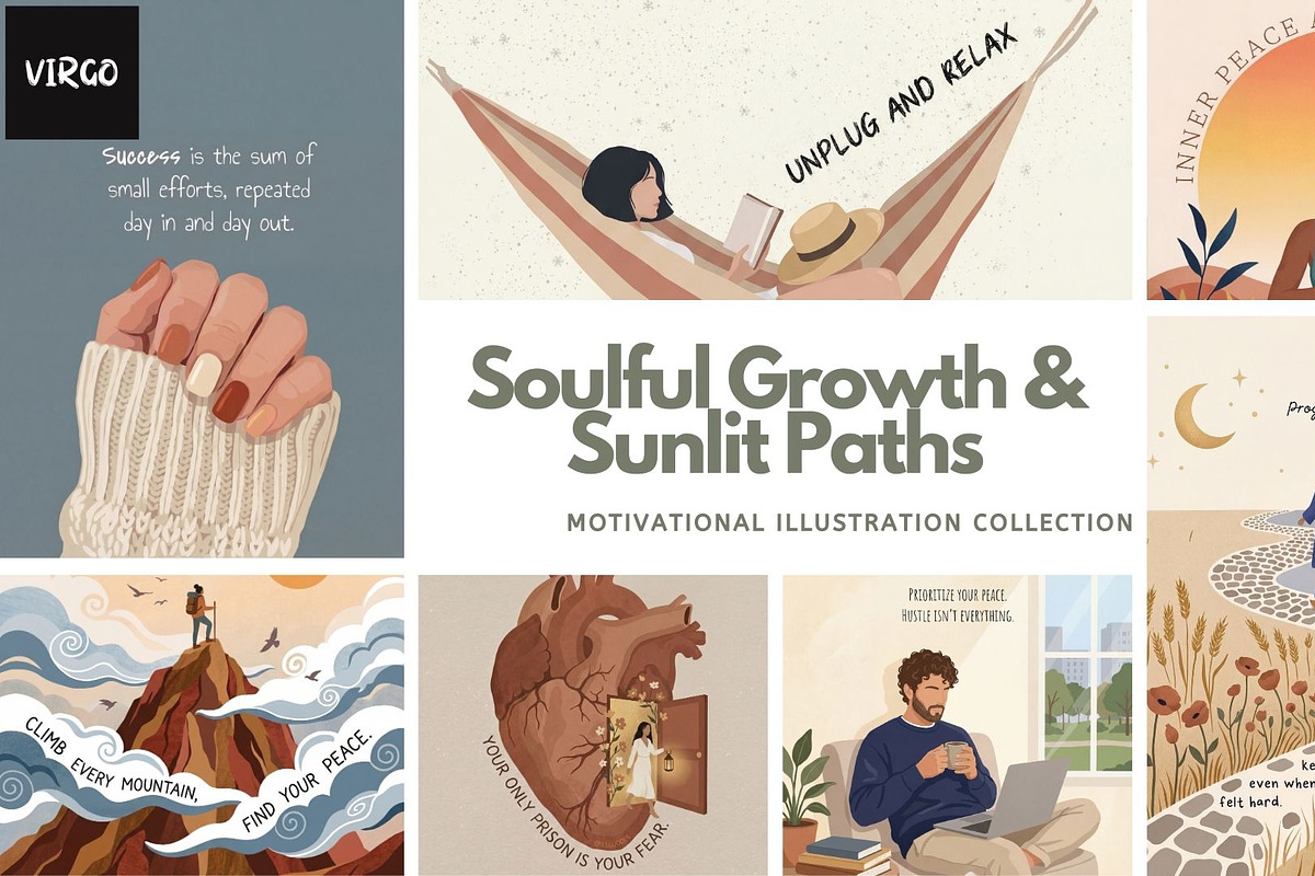 50+ Motivational Illustrations Pack