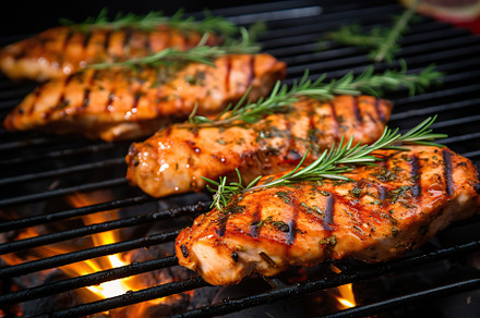 Chicken marinated fillet meat on the grill, a Food & Drink Photo by AlyaAnd