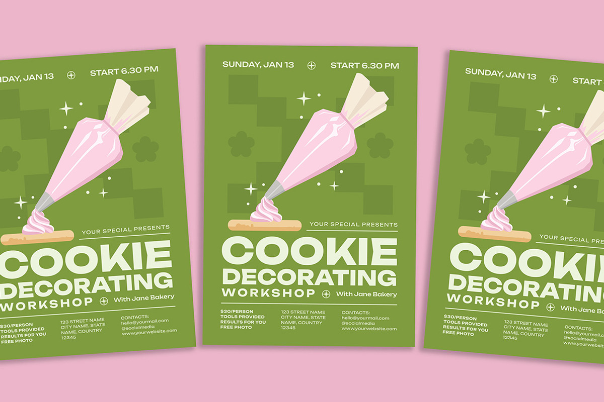 Cookie Decorating Workshop Flyer, a Flyer Template by Gumico Studio. (Photo 3 of 3)