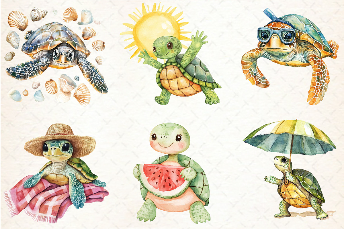 Summer Turtle Sublimation Clipart, an Illustration by Libby Wishes (Photo 5 of 7)