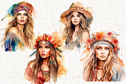 Watercolor Bohemian Beauty, a Person Illustration by Mash Mash Stickers (Thumbnail 4 of 9)