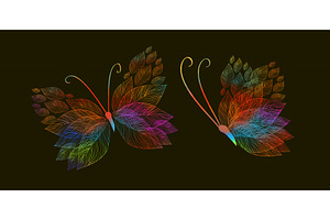 Rainbow Abstract Butterfly. hand, an Illustration by Nenahliadava Design