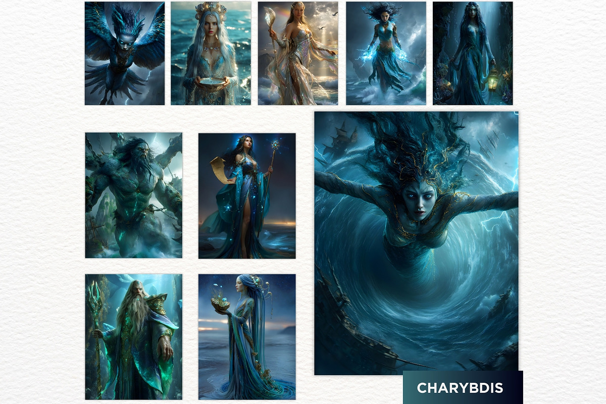 Greek Sea Gods Digital Papers, a Person Illustration by ThatsDesignArt (Photo 8 of 10)