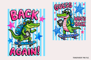 Back Again Gator PNG, School Png