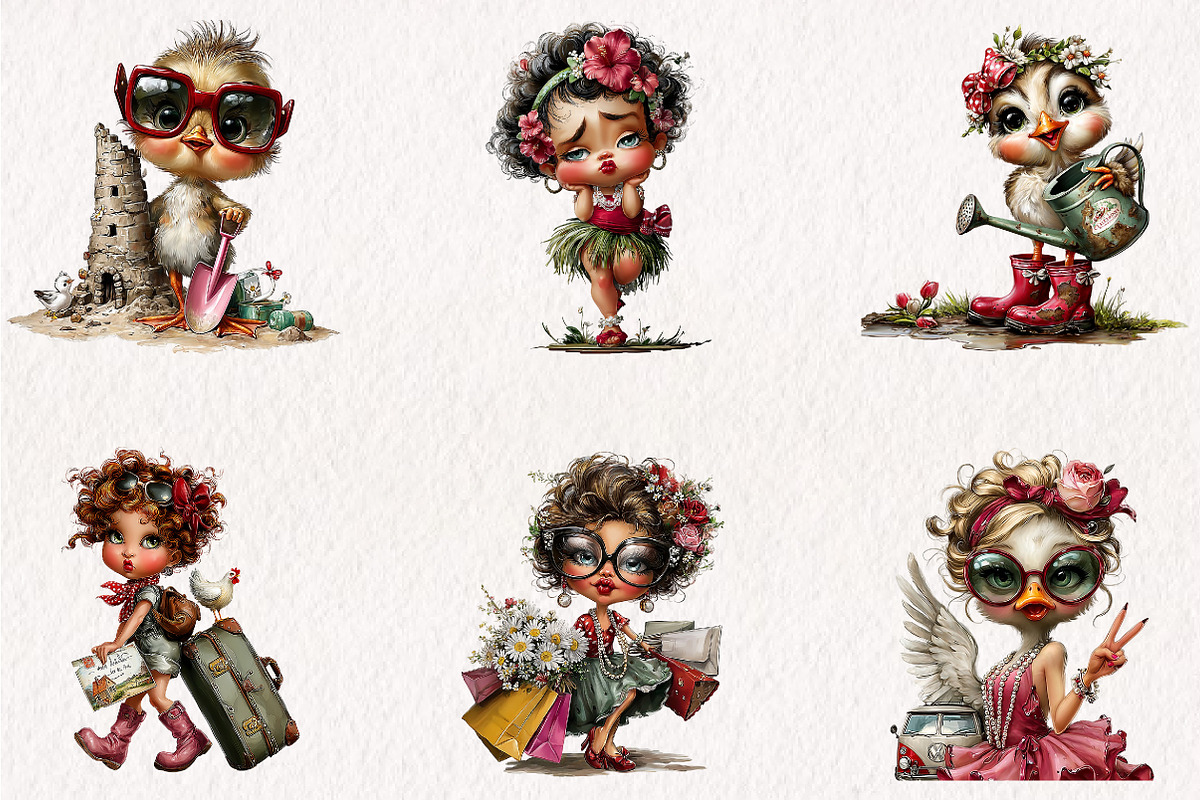 funny summer chick clipart, a Seasonal Illustration by CreationArt (Photo 3 of 5)