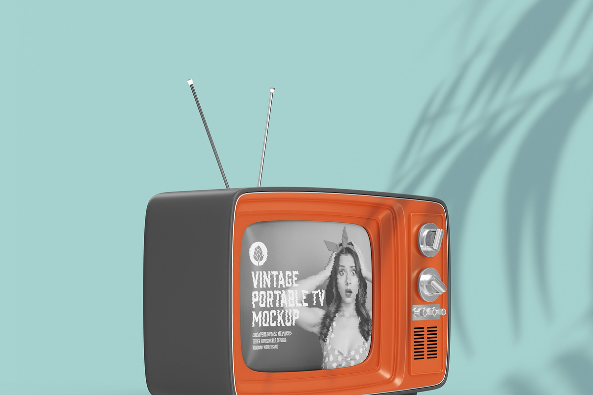 Vintage Portable TV with Old Video E, a Product Mockup by OneVectorStock (Photo 11 of 19)