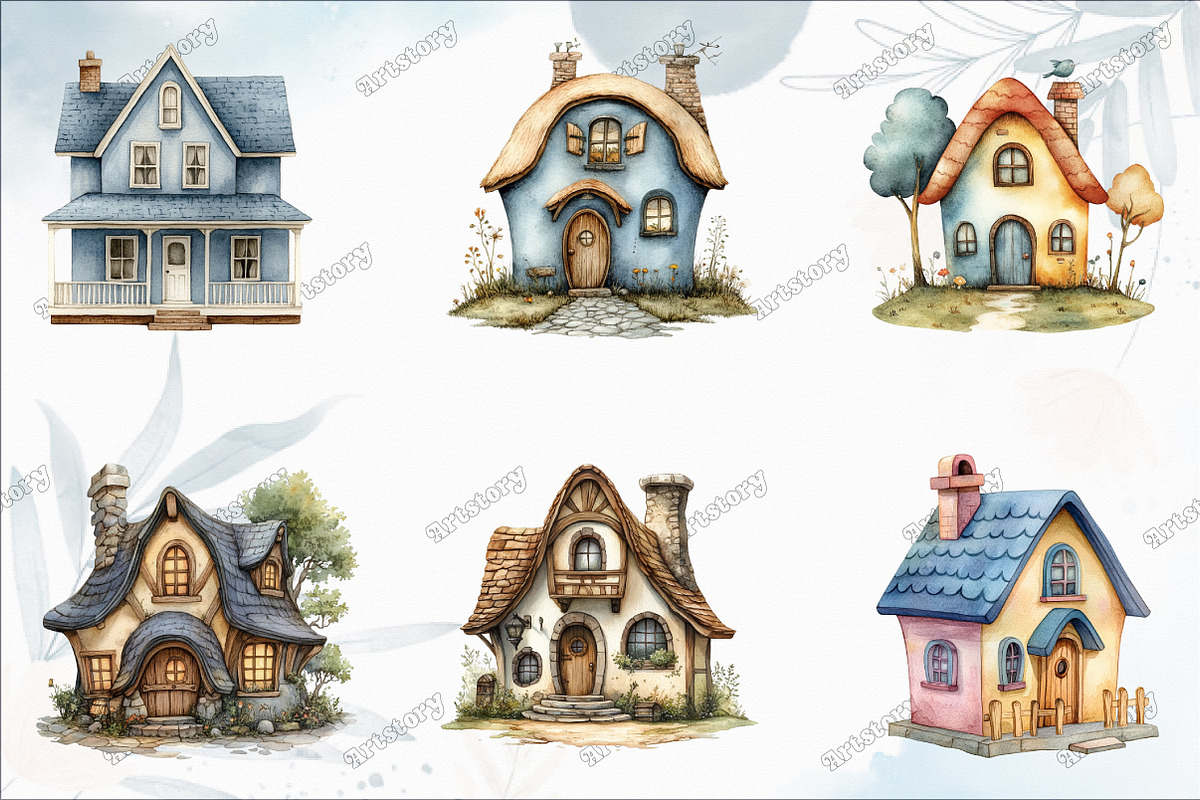 Watercolor Hollow House Clipart, an Illustration by designcity5 (Photo 3 of 5)