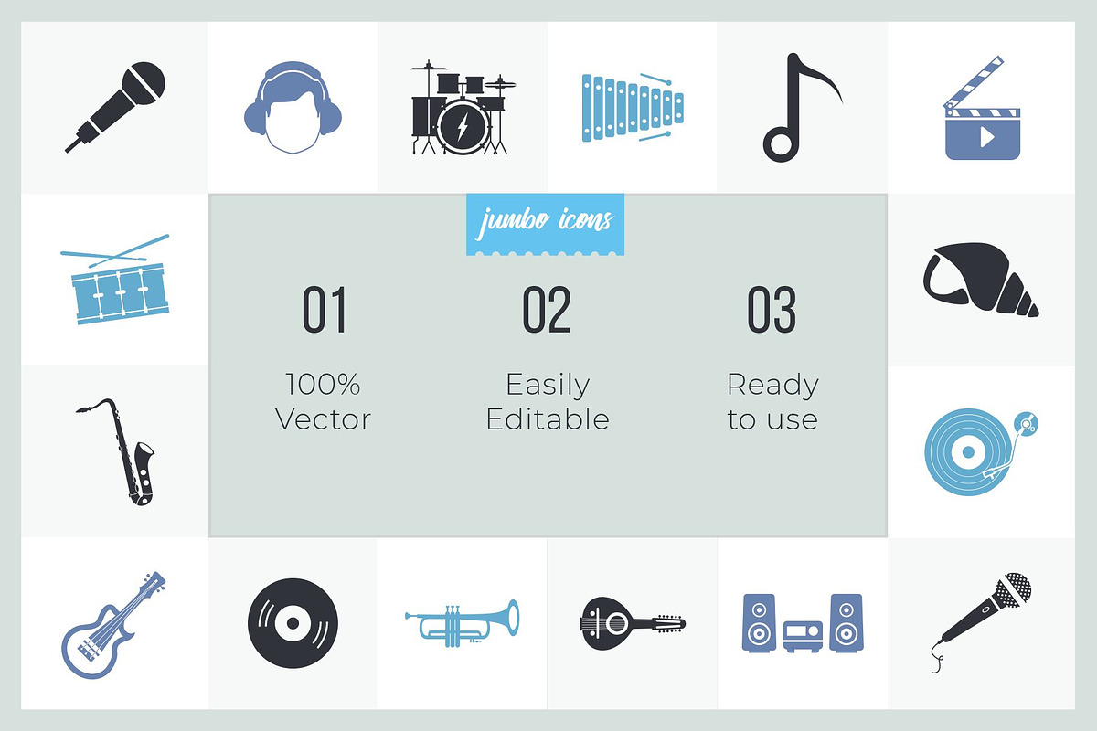 Music Glyph Icons V2, a Solid Icon by Jumbo Icons (Photo 2 of 5)