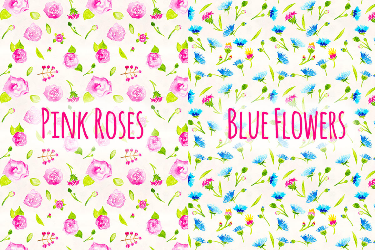 Floral Watercolor Patterns Bundle, a Pattern Graphic by Violet LeBeaux (Photo 3 of 5)
