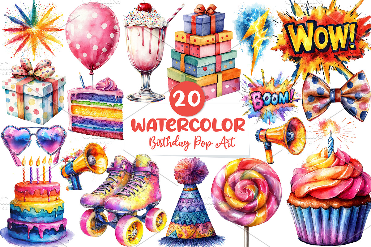 Happy Birthday Pop Art Clipart, an Illustration by CreationArt (Photo 1 of 4)