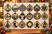 18 Christmas Ornaments Laser Cut SVG, an Object Graphic by DreamCafeArt (Thumbnail 2 of 8)