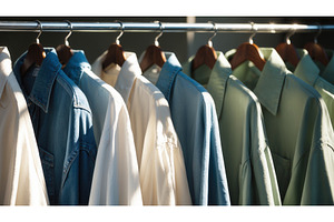 Row of casual shirts in pastel, an Illustration by tilialucida