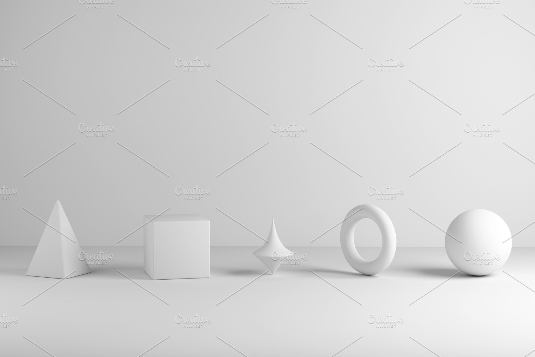 White geometric shapes on minimal studio background, a Background Photo by RF Images