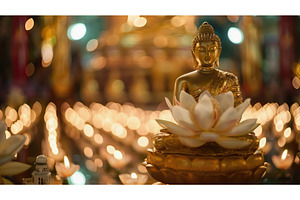 Golden Buddha Statue on Lotus with, a Background Photo by Lermont51