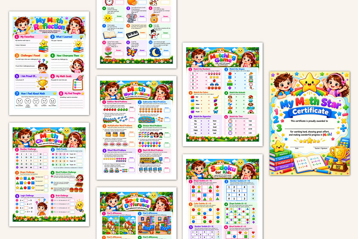 2027 Kids Math Logic & Puzzle Work, a Stationery Template by Designmela01 (Photo 4 of 5)