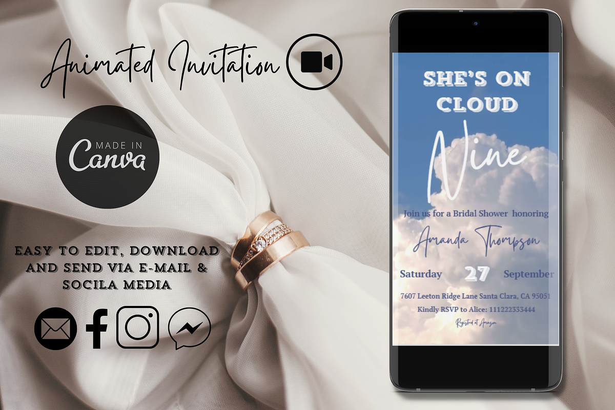 Cloud 9 Video Bridal Shower Invite, an Email Template by Patterndigitpics