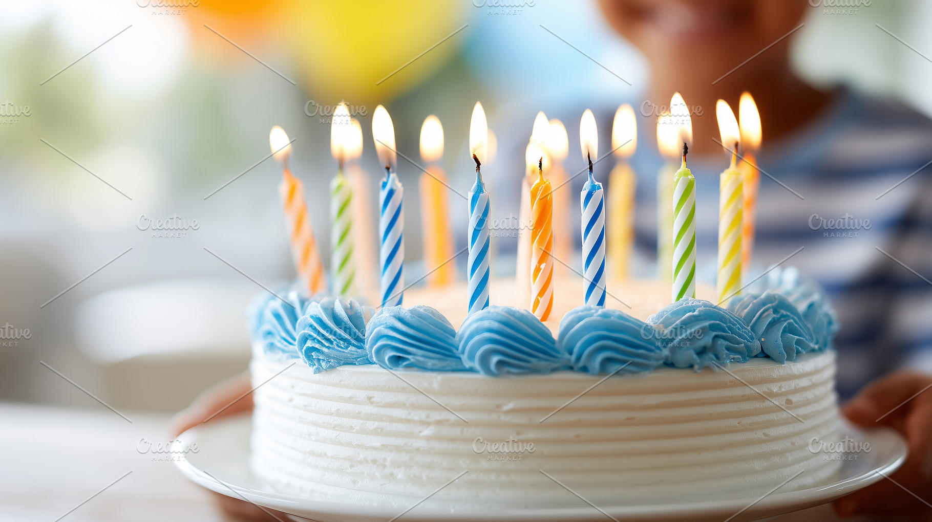 Delicious birthday cake with blue, a Food & Drink Photo by MistyDay