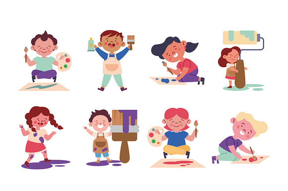 Kids Painting Illustration Set preview 2