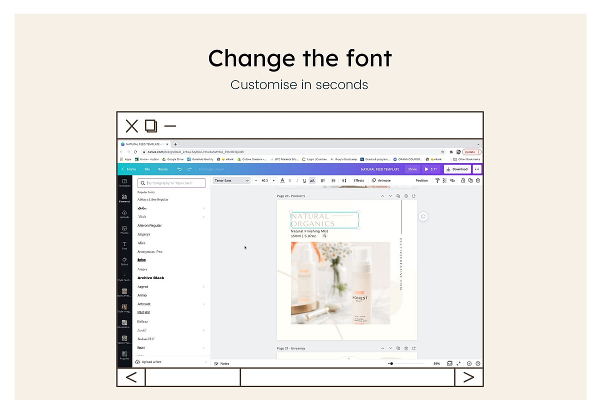 Natural Beauty Instagram Feed Canva, a Social Media Template by Cultive Creative (Photo 6 of 13)