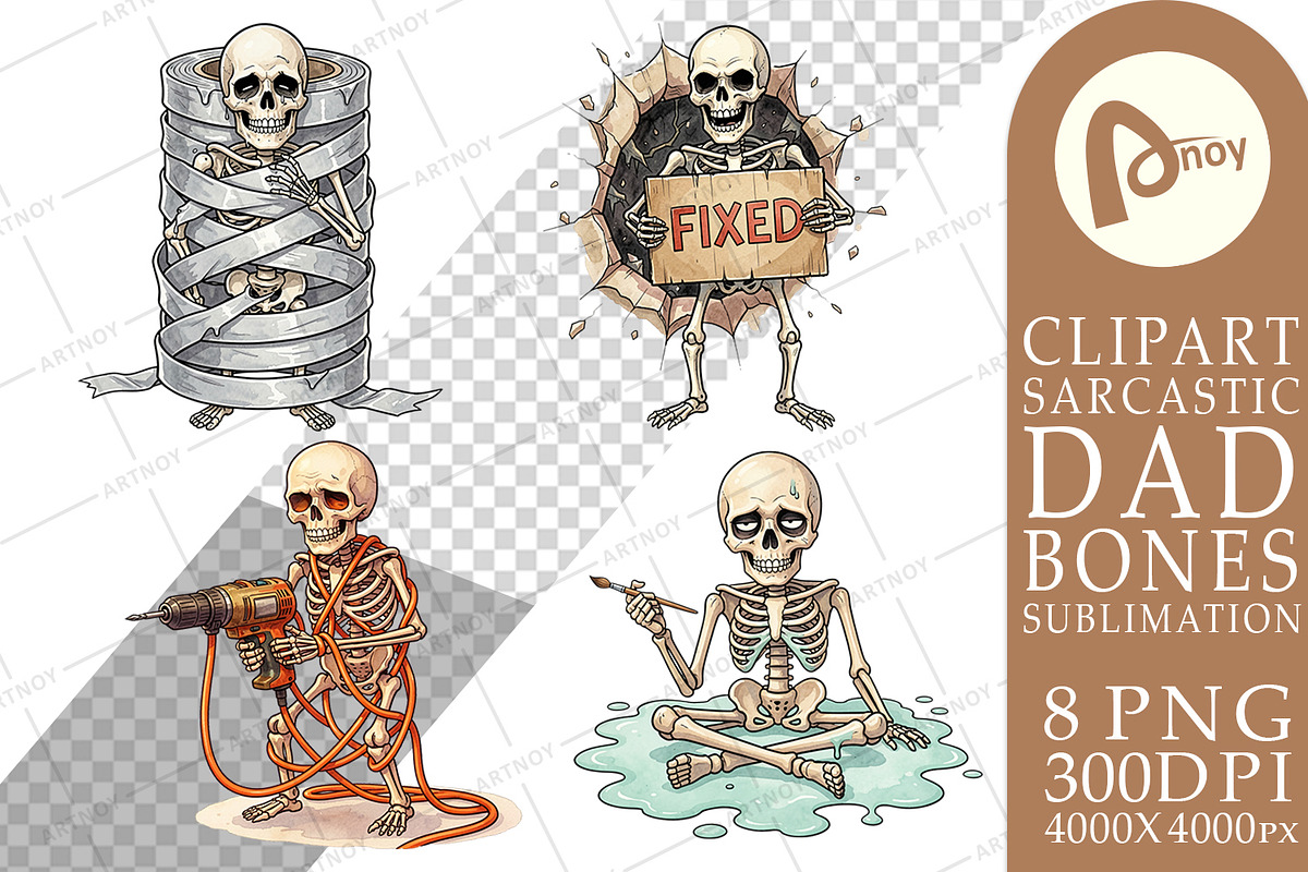 Sarcastic Dad Bones Sublimation, a Seasonal Illustration by Artnoy (Photo 12 of 18)
