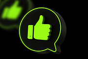 3D Neon Green Thumbs Up Chat Bubble, an Arts & Entertainment Photo by microtasker (Thumbnail 2 of 2)