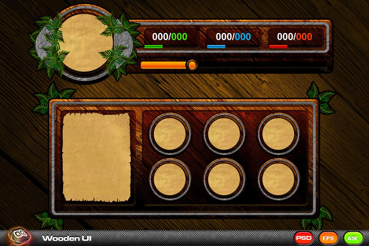 Wooden Game UI Kit preview 2