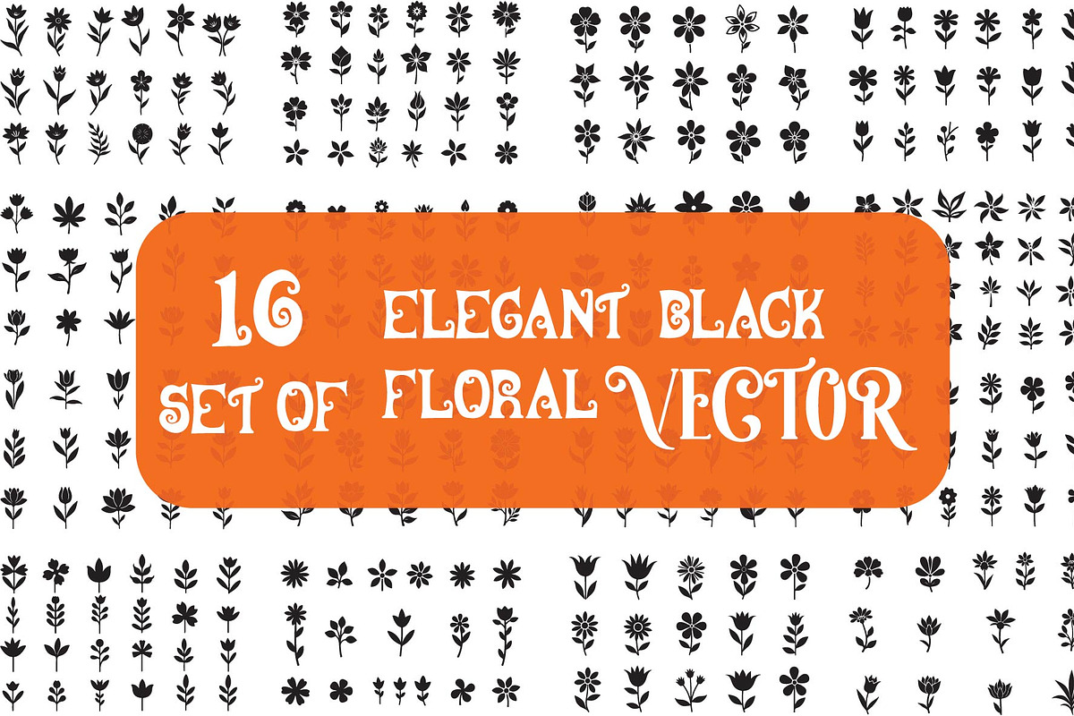 16 elegant black floral silhouettes, an Illustration by Amazin_art (Photo 1 of 17)