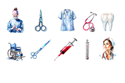 Watercolor Medical Clipart, a Decorative Illustration by stickermadness (Thumbnail 4 of 4)