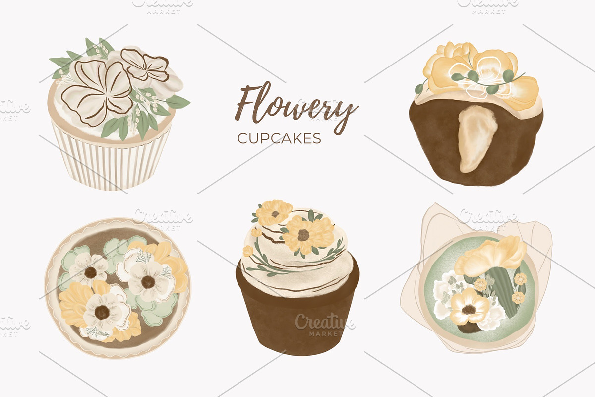 Flowery Cupcakes, an Illustration by ryelart.design (Photo 1 of 4)