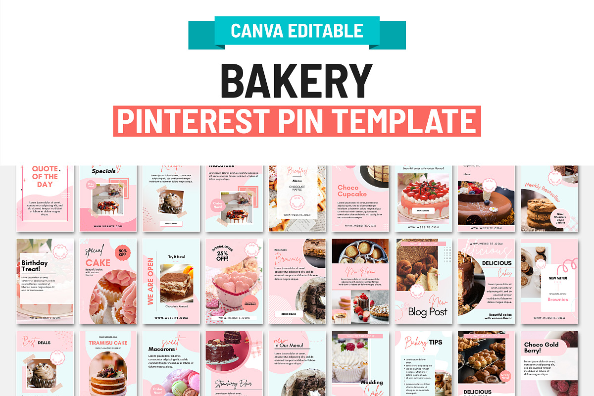 Bakery Pinterest Canva Posts Temp, a Print Template by Snapybiz (Photo 3 of 10)