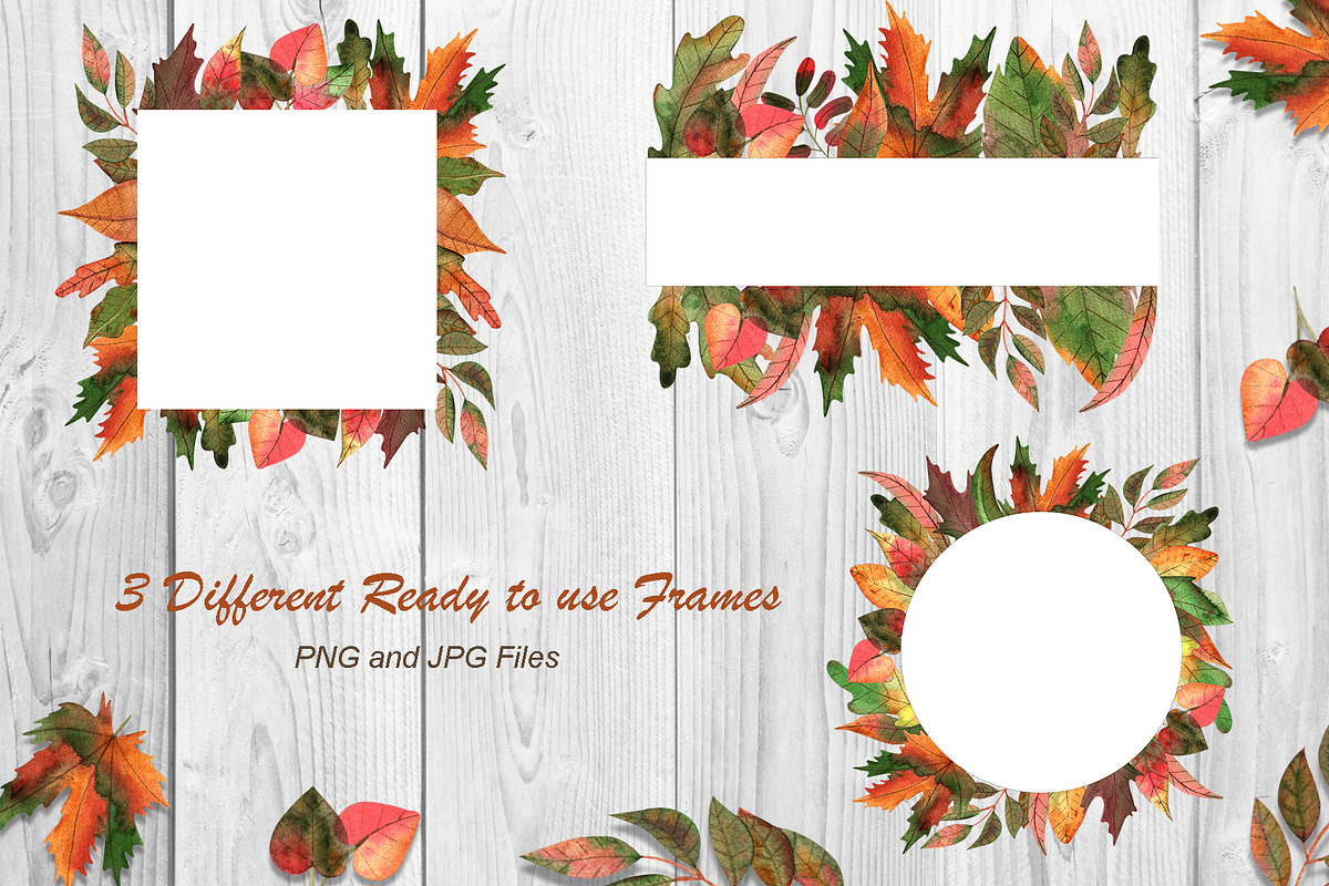 Watercolor Autumn Leaves, an Illustration by TanataDesign (Photo 3 of 6)