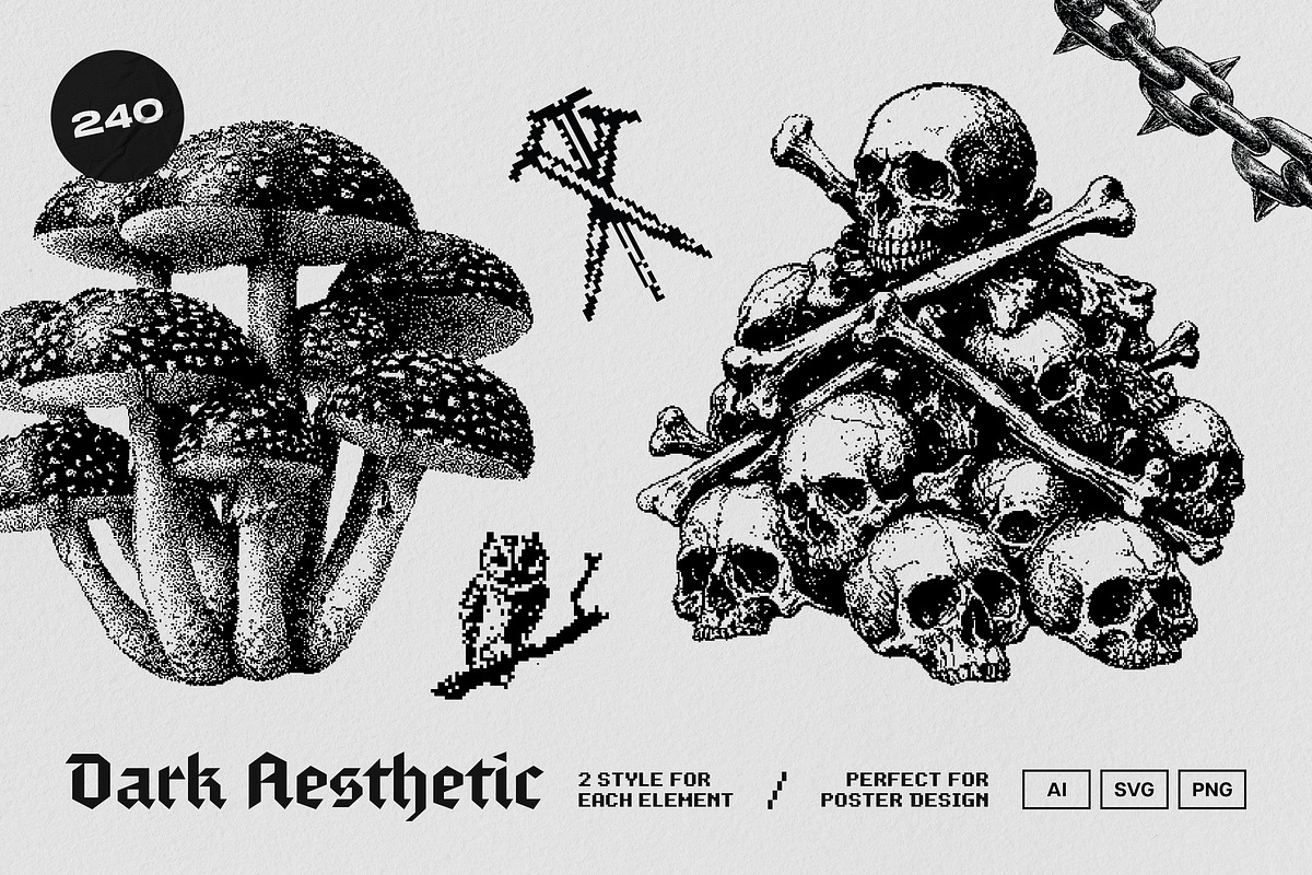 Dark Aesthetic Dithering Bundle, an Object Graphic by pixelbuddha.net (Photo 1 of 22)