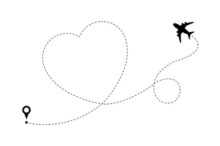 Love airplane route, plane flying, a Graphic by Valerie Bodnar