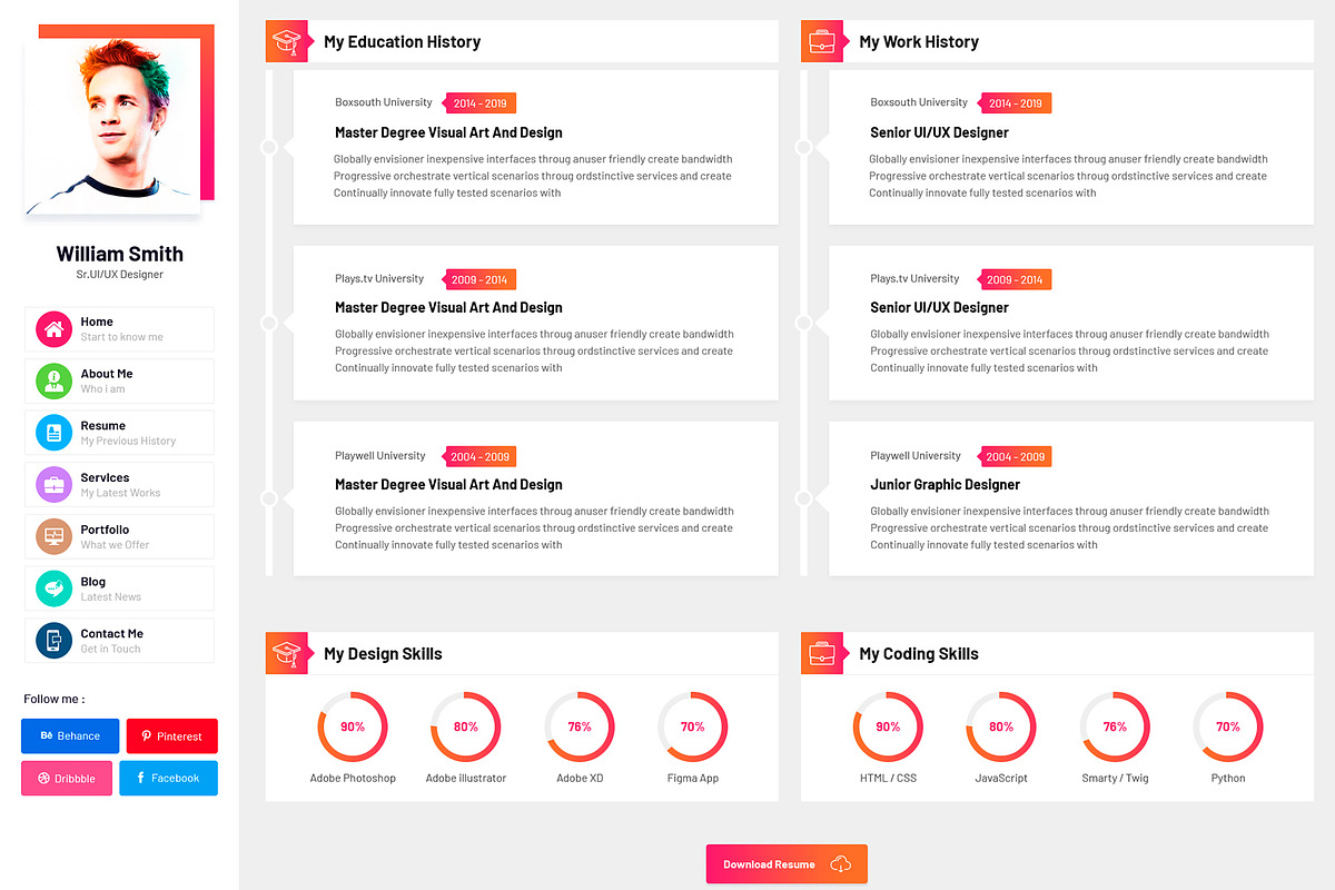 Personal CV/Resume HTML Template, a HTML Template by CodexCoder Themes