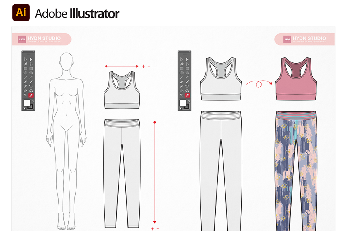 Sportswear for Women Flat Sketch Set, an Illustration by HYDNSTUDIO (Photo 2 of 10)