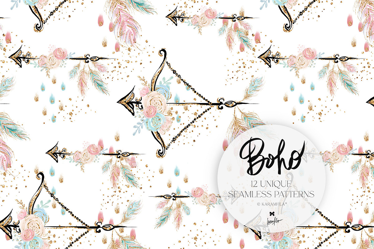 Boho Tribal Animal Seamless Patterns, a Pattern Graphic by KaramfilaS (Photo 5 of 19)