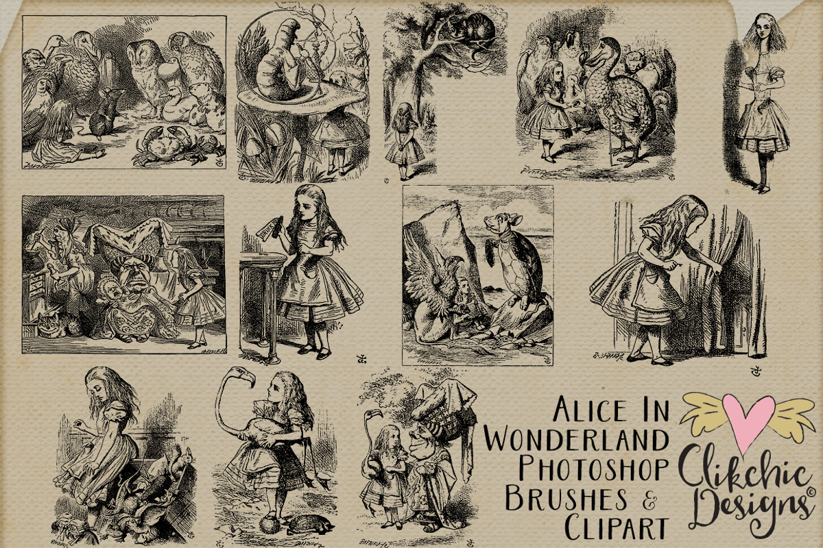 Alice In Wonderland Brushes & Vector preview 3