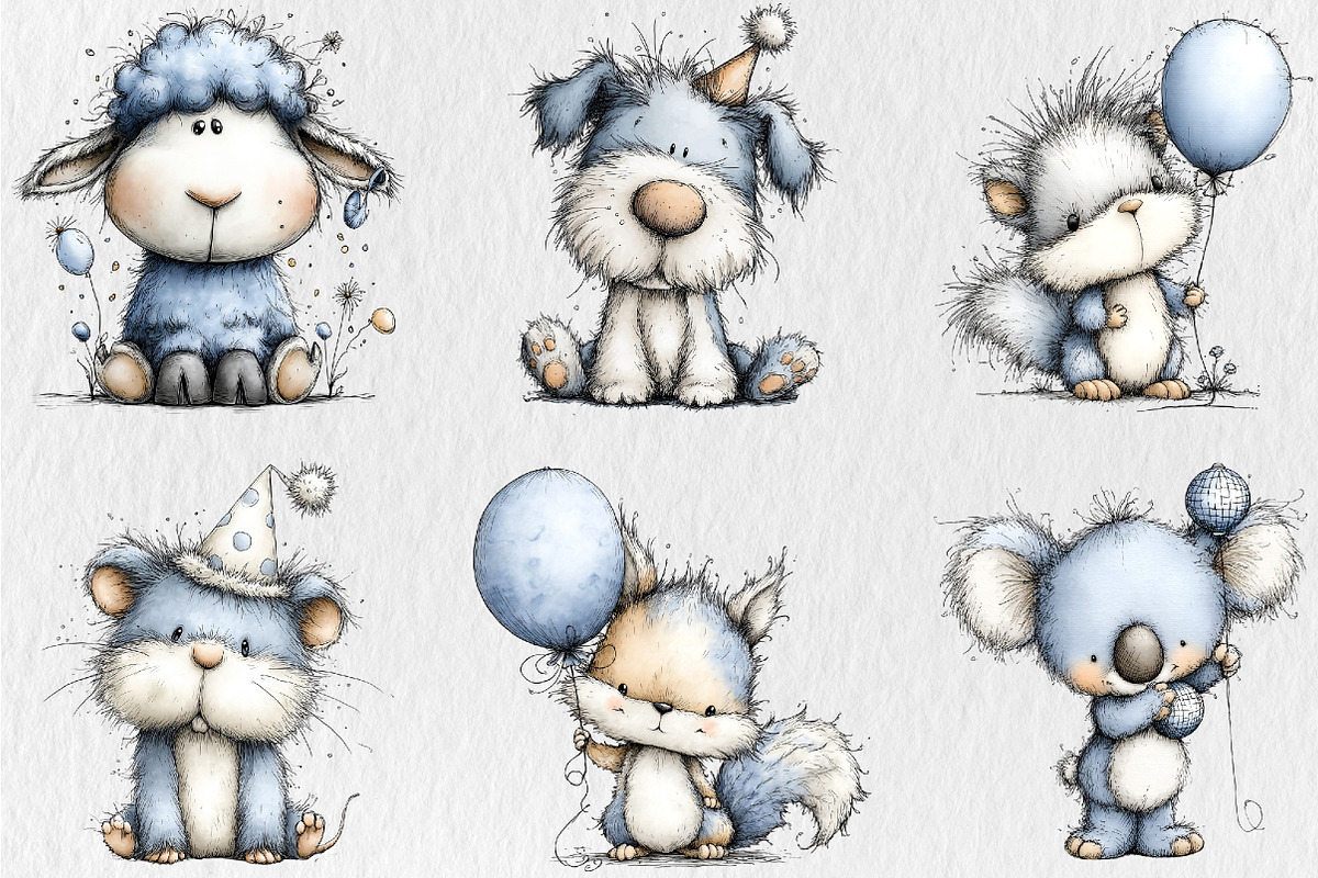 Quirky Happy New Year Animal Clipart, a Seasonal Illustration by Rose Art (Photo 2 of 7)