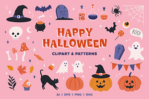 Halloween Clipart & Patterns, an Object Graphic by mejorana