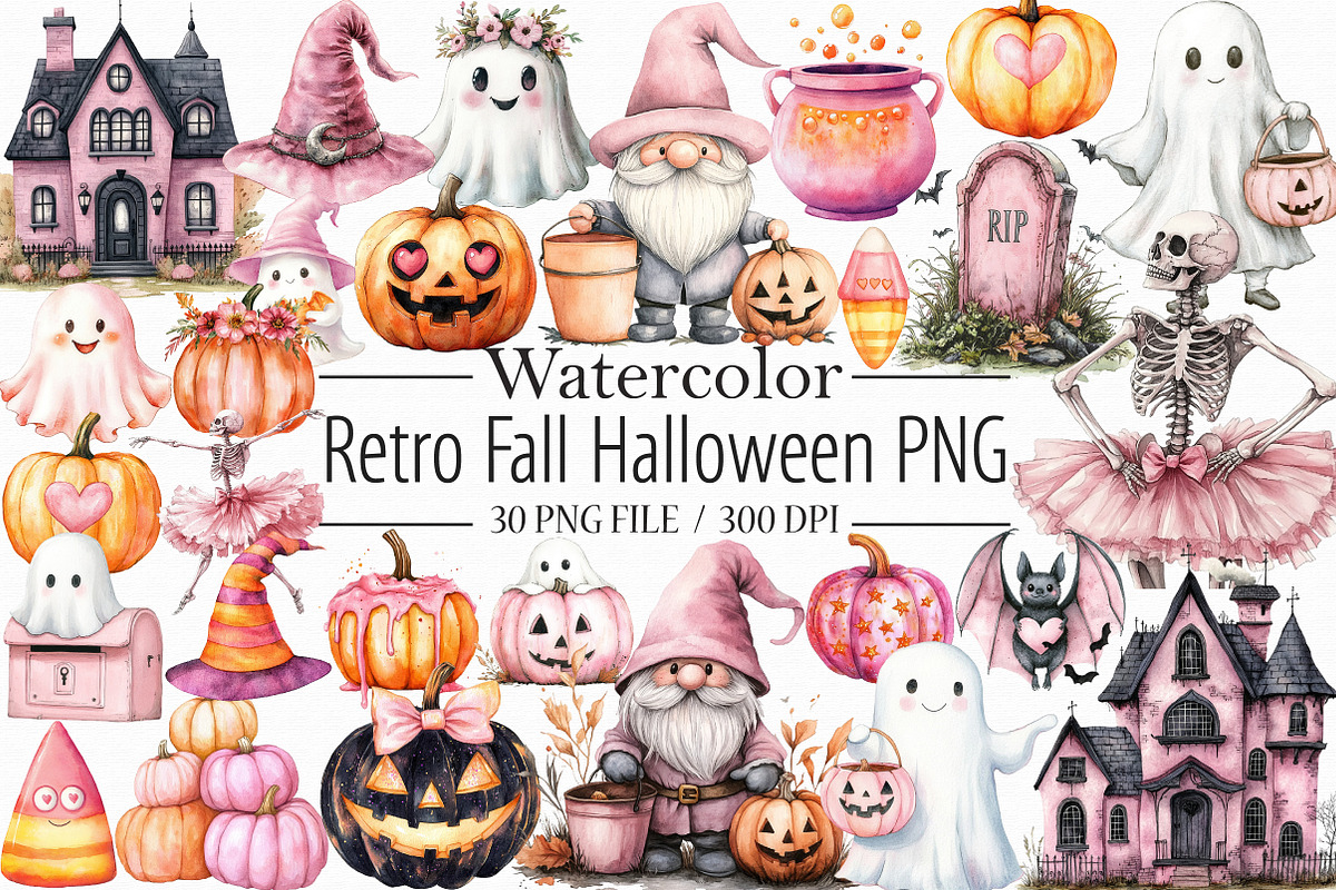 Retro Fall Halloween PNG Clipart Bun, an Illustration by Libby Wishes (Photo 1 of 7)