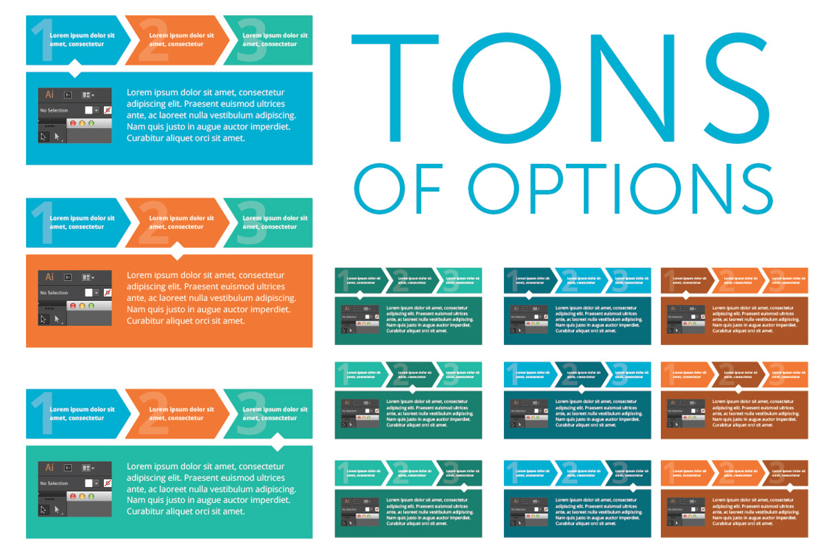 Flat Vector 3 and 4 Step Process, a Templates & Theme by Josh Johnson (Photo 2 of 4)