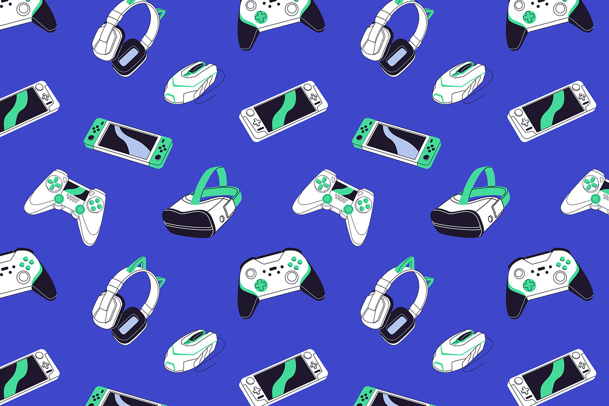 Video game devices set, backgrounds, a Technology Illustration by PaperTrident (Photo 5 of 6)