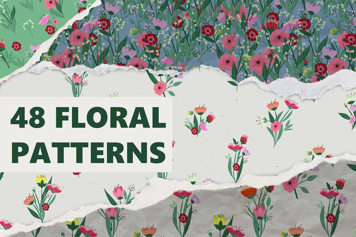 48 vector floral patterns, a Pattern Graphic by Alena Stoyko design (Photo 1 of 19)