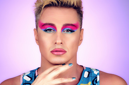 Beauty Fashion man guy with Bright Makeup, lgbtq