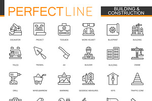 Building And Construction Line Icons