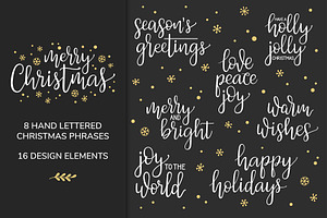 Christmas hand lettering vector set